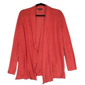 Lafayette 148‎ 100% Linen Cardigan Womens Medium Burnt Orange Autumn Fall